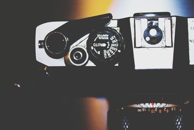 Close-up of illuminated lighting equipment