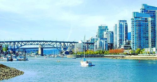 View of river with buildings in background