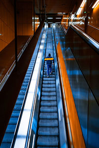 High angle view of escalator
