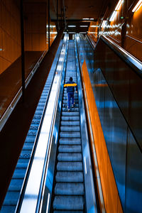 High angle view of escalator