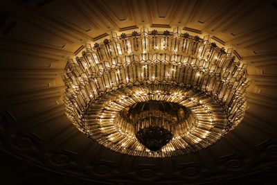 Low angle view of illuminated ceiling