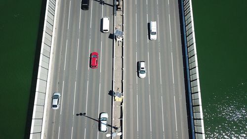 High angle view of car on water