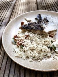 Close-up of breakfast served on table