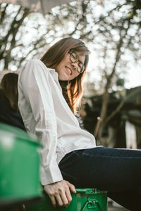 Young woman looking at camera