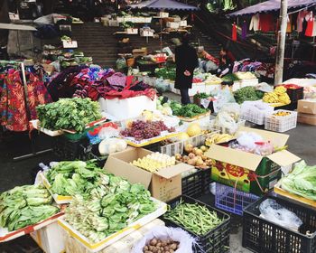 Various vegetables for sale at market stall