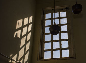 Low angle view of skylight in building