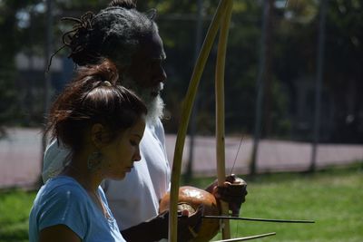 Close-up of girl playing outdoors