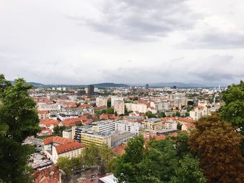 High angle view of townscape against sky