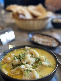 Close-up of food in bowl on table