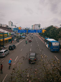 High angle view of traffic on road