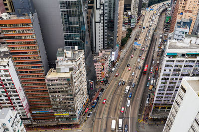 High angle view of city street