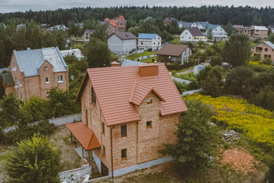 High angle view of townscape against buildings