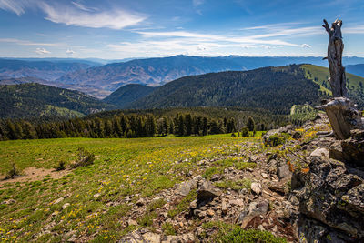 Scenic view of mountains against sky