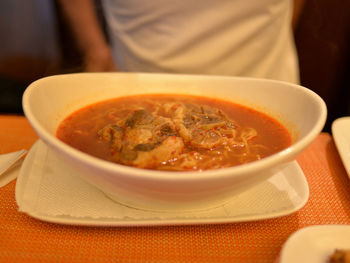 Close-up of soup in bowl