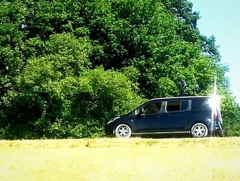 Vintage car on field