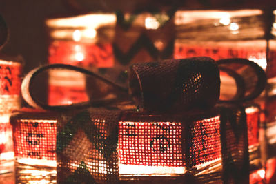 Close-up of illuminated candles