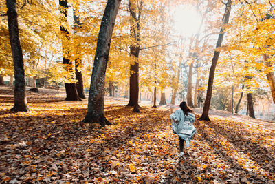 Rear view of woman walking in park