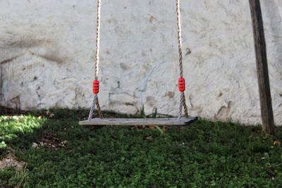 View of swing in playground