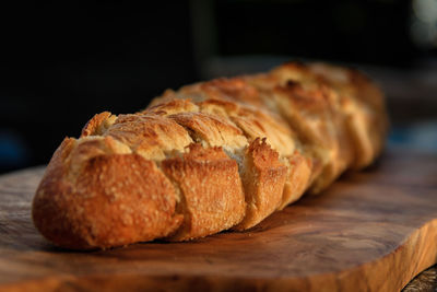 Close-up of bread on cutting board