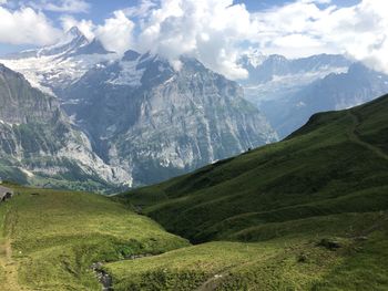 Scenic view of majestic mountains against sky