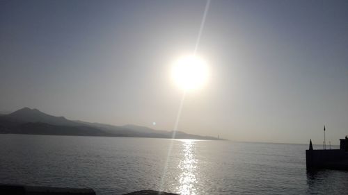 Scenic view of sea against clear sky during sunset