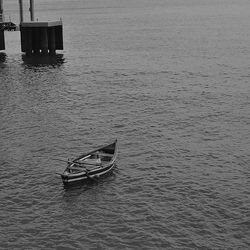 Boat moored on beach