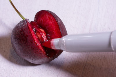 Close-up of strawberry on table