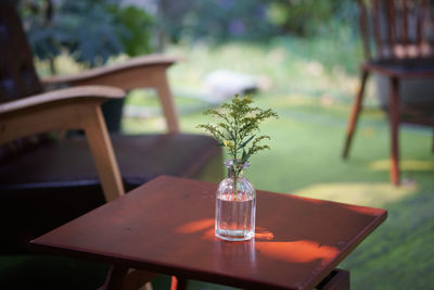 Close-up of empty glass on table