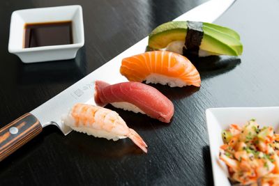 Close-up of food on cutting board