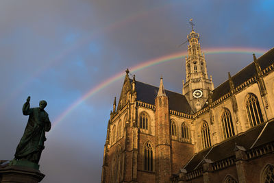 Low angle view of statue against sky