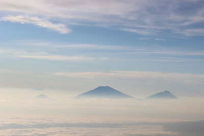 Scenic view of mountain against cloudy sky