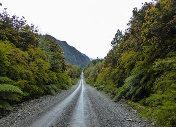 Road amidst trees against sky