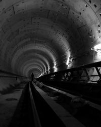 Railroad tracks in tunnel