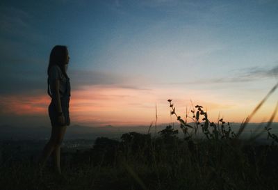 Scenic view of landscape at sunset