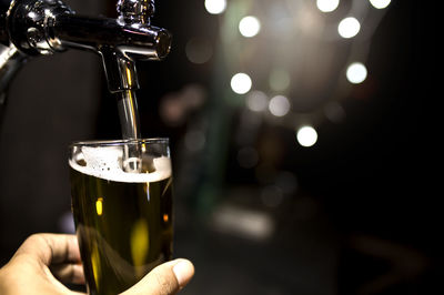 Close-up of beer glass