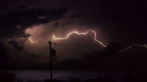 Low angle view of lightning in sky