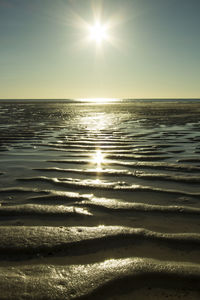 Scenic view of sea against sky at sunset