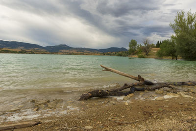 Scenic view of lake against sky