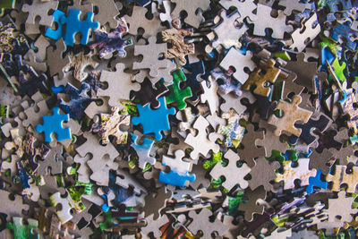 High angle view of toys on floor