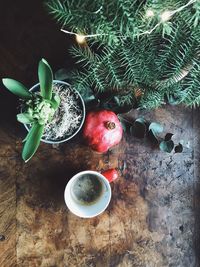 High angle view of food on table