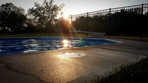 Sunlight streaming on swimming pool
