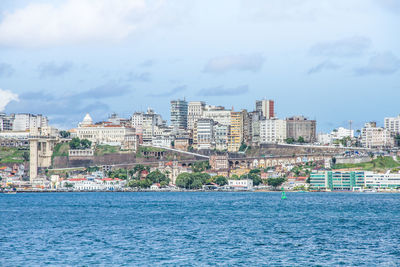 View of city against cloudy sky