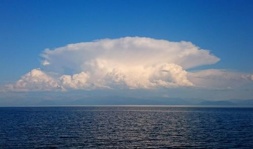 Scenic view of sea against cloudy sky