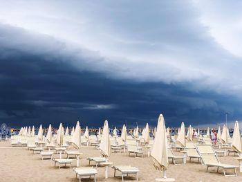 Lounge chairs and umbrellas at beach