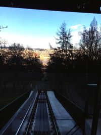 View of railway tracks at sunset