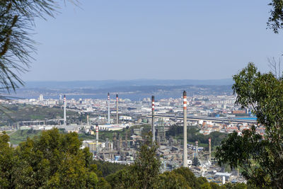 High angle view of buildings in city