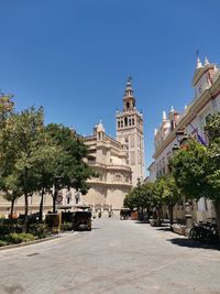 View of temple building against clear sky