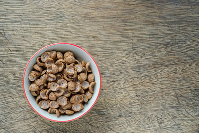 High angle view of food in bowl on table