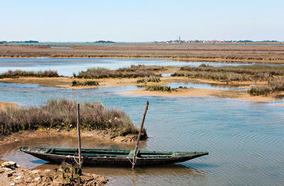 Scenic view of lake against clear sky