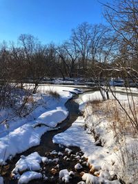 Scenic view of frozen lake against sky during winter